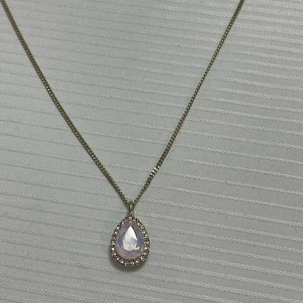 Givenchy pave & stone pear pink pendant necklace